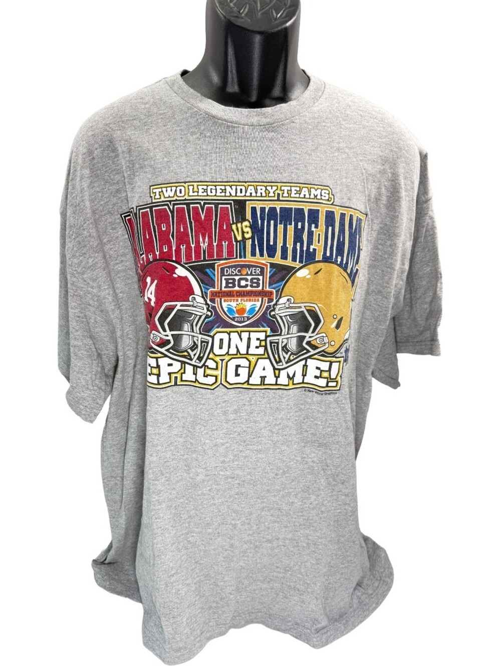 Alabama vs. Notre Dame 2013 BCS National Championship Game T-Shirt 2XL XXL Blend